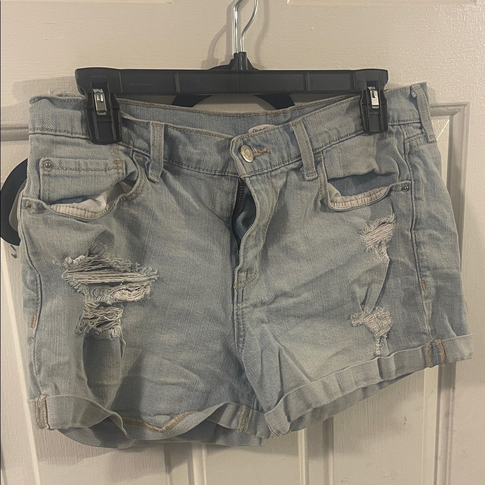 Old Navy Light Blue Distressed Boyfriend Jean Shorts